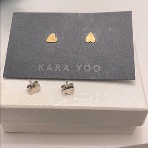 🤍💛 Kara Yoo Heart Earrings (2 pairs)